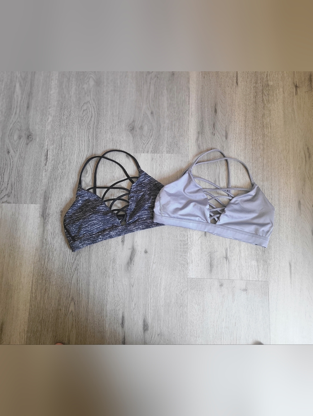 Victoria Sport Bundle Lot #2 Strappy Sports Bras BOTH Size Med Missing Pads